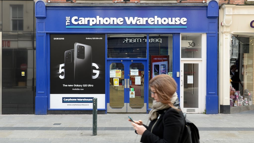 Carphone Warehouse on Grafton Street in Dublin: The retailer’s closure resulted in the loss of almost 500 jobs, many of them perfect for younger people learning the value of work. Photograph: Dara Mac Dónaill