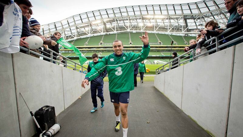 Simon Zebo starts ahead of the injured Rob Kearney in Ireland’s Six Nations opener. Photograph: Inpho