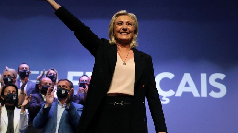 Extreme right-wing leader Marine Le Pen promises to lower the retirement age to 60. Photograph: Valentine Chapuis/AFP
