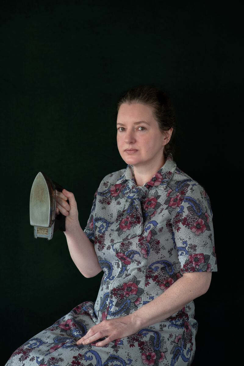 Bríd Logue wearing her granny Brigid Logue's dress. Photograph: Deirdre Brennan