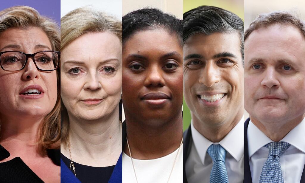 Penny Mordaunt, Liz Truss, Kemi Badenoch, Rishi Sunak, Tom Tugendhat remain in the running for the UK Conservative Party leadership. Photograph: Getty Images