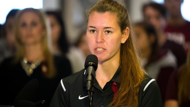 Marjory Stoneman Douglas High School student Sarah Chadwick speaking at a press conference in the Florida state Capitol in Tallahassee. Photograph: Colin Abbey/EPA