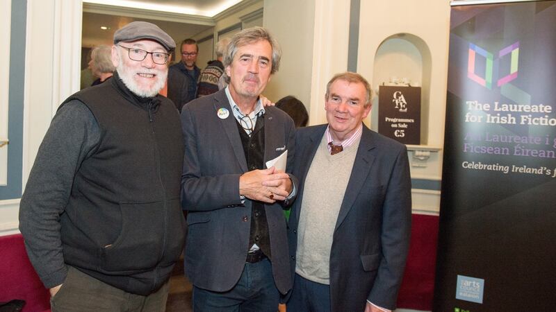 From left: Dermot Bolger, Sebastian Barry and poet Thomas McCarthy. Photograph: Barry Cronin