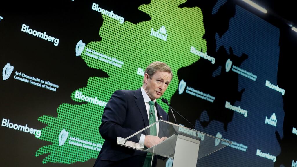 Taoiseach Enda Kenny at Bloomberg headquarters: “I’ve a number of immediate priorities on my desk when I arrive back tomorrow morning at 10 o’clock and I intend to start working on those.”   Photograph: Niall Carson/PA