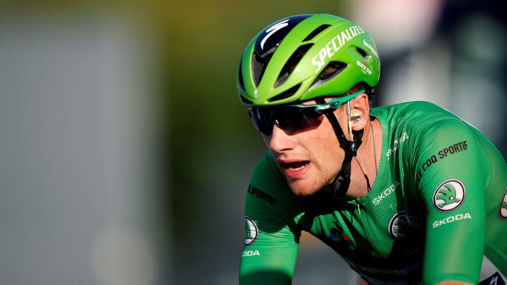 Sam Bennett: has had to contend with unfortunate accusations about his injury from the Deceuninck-QuickStep general manager Patrick Lefevere. Photograph: Stephane Mahe/AFP/via Getty Images