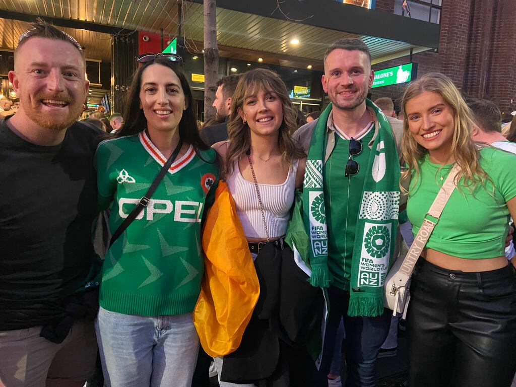 Women's World Cup in Sydney: Patrick Mann, Martina Richardson, Lauren Richardson, Niall Murray and Alicia Linehan know who they support.