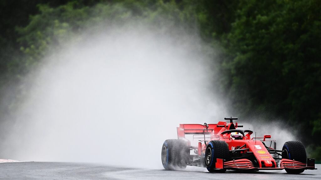 Sebastian Vettel of Germany driving the (5) Scuderia Ferrari SF1000 on track during practice for the F1 Grand Prix of Hungary at Hungaroring in Budapest, Hungary. Photo: Joe Klamar/Pool via Getty Images