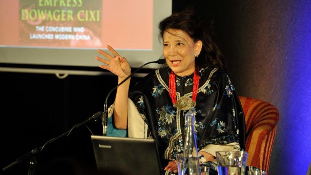 Author Jung Chang talking to Peter Florence about ‘Empress Dowager Cixi: The Concubine who launched modern China’ at the Hay Festival Kells, Co Meath. Photograph: Clodagh Kilcoyne
