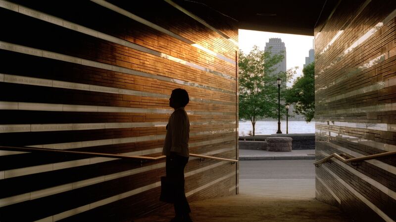 A pathway inside the Irish Famine Memorial in New York