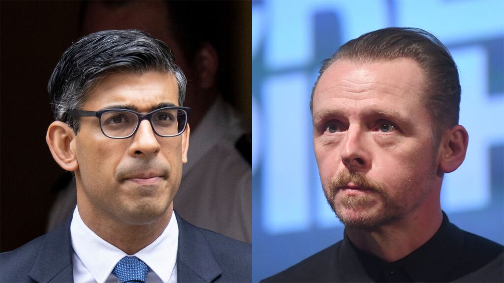 British prime minister Rishi Sunak's maths for all approach did not sit well with actor Simon Pegg. Photographs: Tolga Akmen/EPA & Stuart C Wilson/Getty