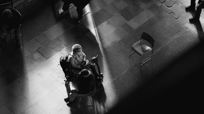 People wait at the vaccination centre in Salisbury Cathedral, Salisbury, England. Photograph: www.thisisjude.uk, Glenn Edward, Liam McBurney and the NHS/PA Wire
