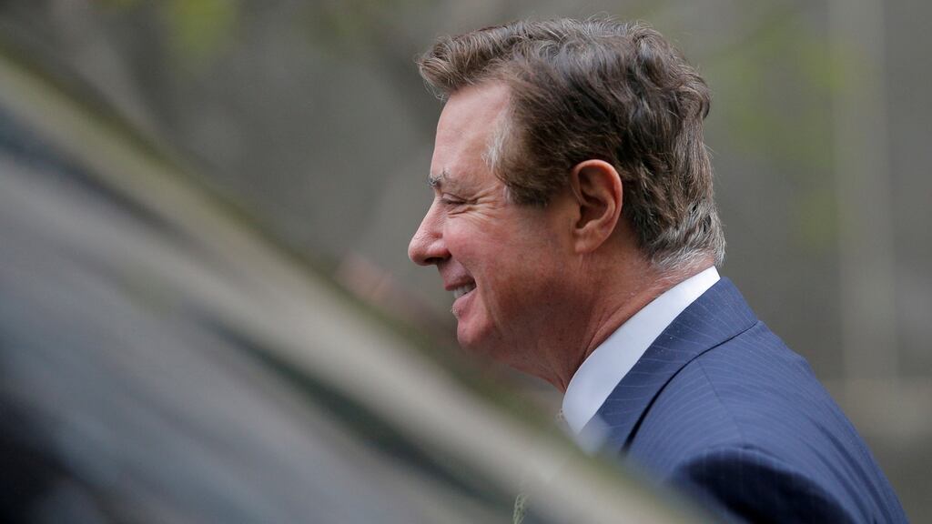 Paul Manafort, former campaign manager for US president Donald Trump, departs after a hearing at US district court in Washington, DC, April 19th, 2018. Photograph: Brian Snyder/Reuters/File Photo
