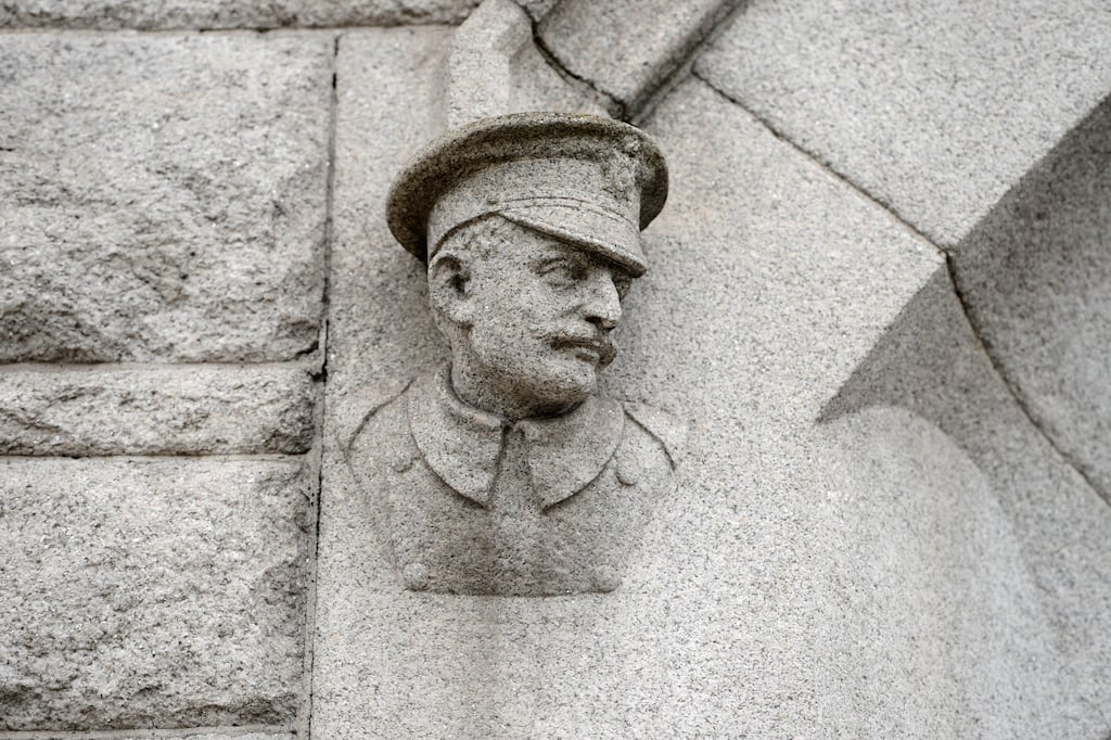 One of two constables at the entrance to Pearse Street Garda station, Dublin. Photograph: Frank Miller