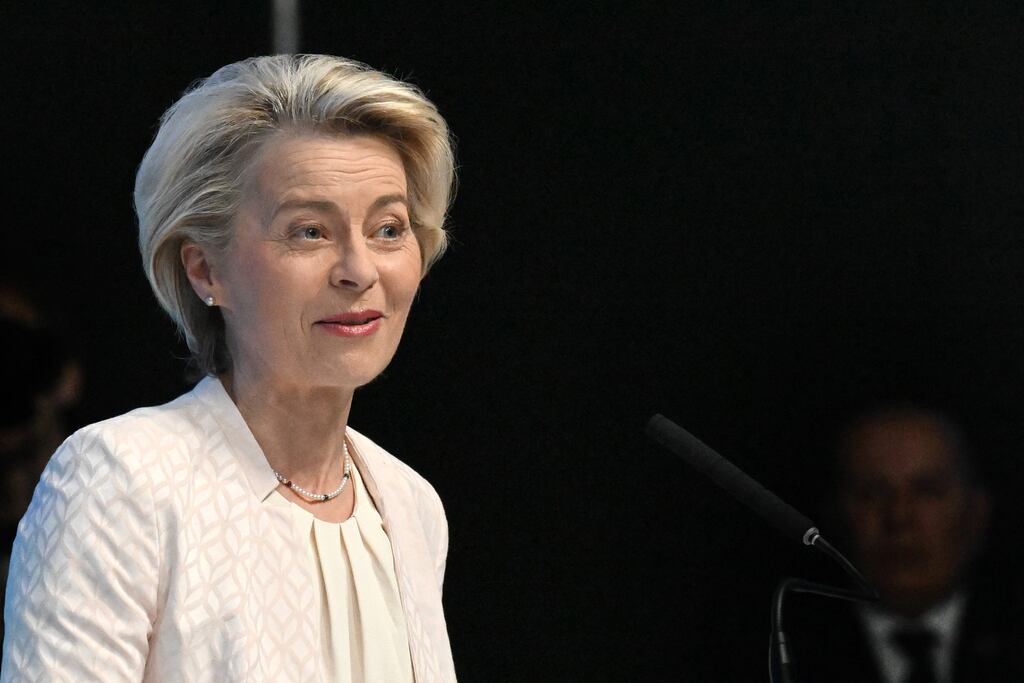 President of the European Commission Ursula von der Leyen. Ryanair has handed her a petition from 1.1 million passengers demanding action on air traffic control strikes. Photograph: Michal Cizek/AFP via Getty Images