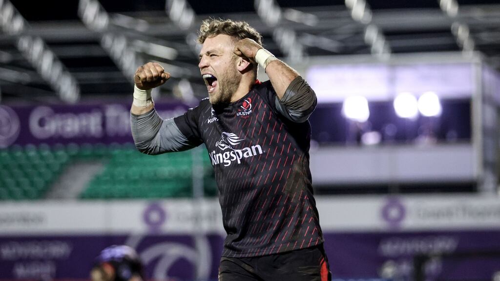 Ulster’s Ian Madigan celebrates winning the Pro14 encounter with Connacht. Photo: Dan Sheridan/Inpho