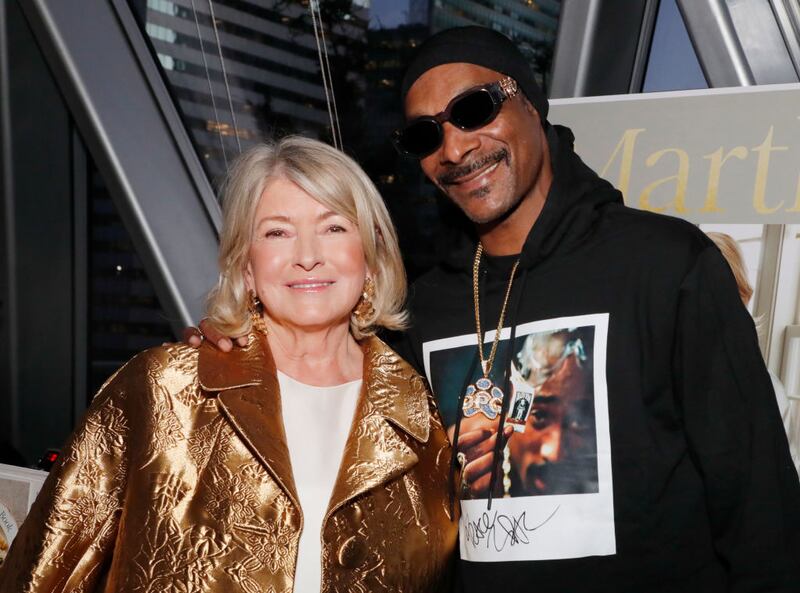 Martha Stewart and Snoop Dogg at Stewart's 100th Book Party Celebration. Photograph: Astrid Stawiarz/Getty Images