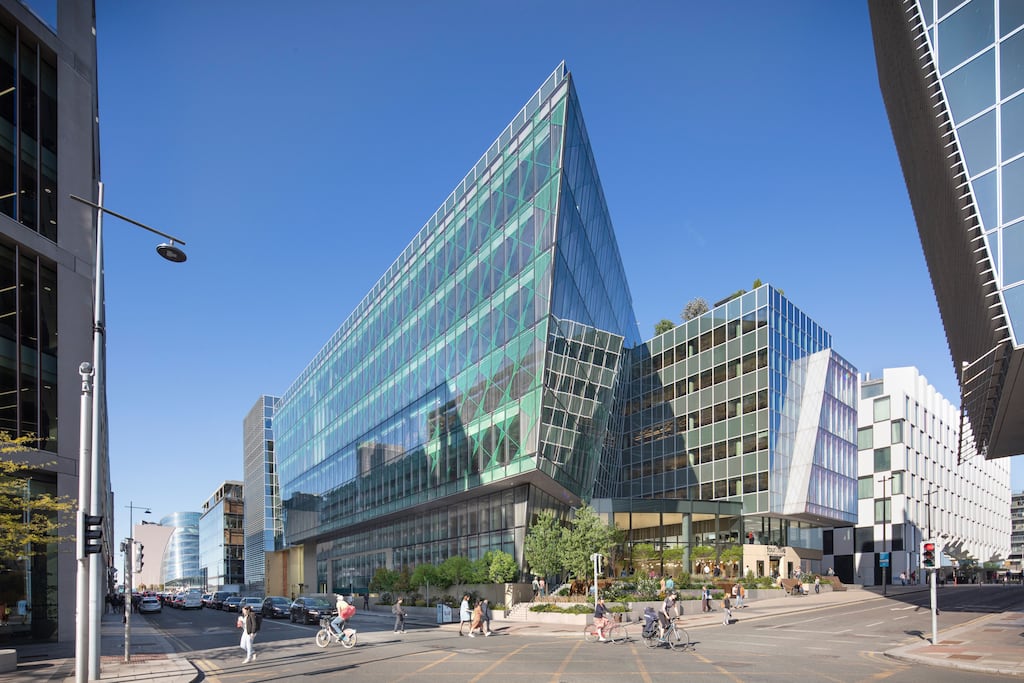 A computer-generated image of the offices at 4 and 5 Grand Canal Square following their planned redevelopment