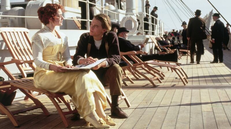 Kate Winslet and Leonardo DiCaprio in Titanic (1997), which is tied with Ben-Hur and The Lord of the Rings: The Return of the King for the most Oscar wins.