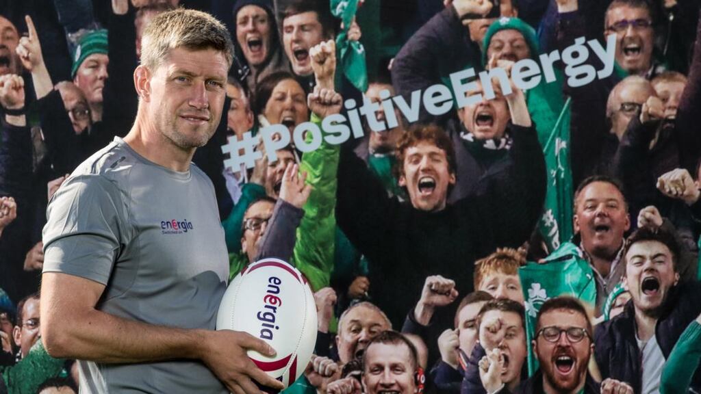 Ronan O’Gara pictured at the launch of Energia’s new rugby communication campaign The Power Behind Positive Energy. Photograph: Billy Stickland/Inpho