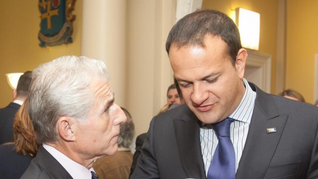 Liam Doran, general secretary at the INMO (Irish Nurses and Midwives Organisation) and Minister for Health Leo Varadkar: Mr Doran said the extra €74m from the Government to help the trolley crisis is welcome but is not enough to solve the problem. Photograph: Gareth Chaney Collins