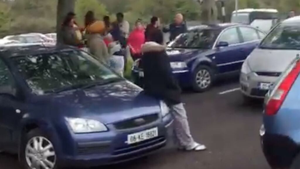 Protesters blocked the entrance to Mosney with a number of cars.