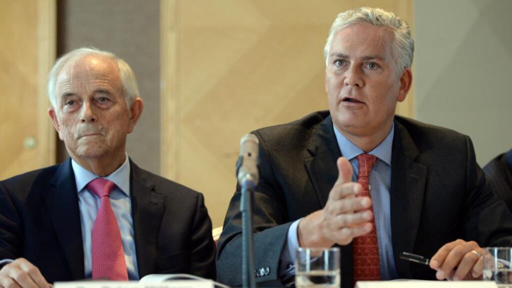 Providence Resources chairman Dr Brian Hillery (left) and chief executive Tony O’Reilly at the exploration company’s annual general meeting in Dublin today. Photo: Eric Luke/The Irish Times