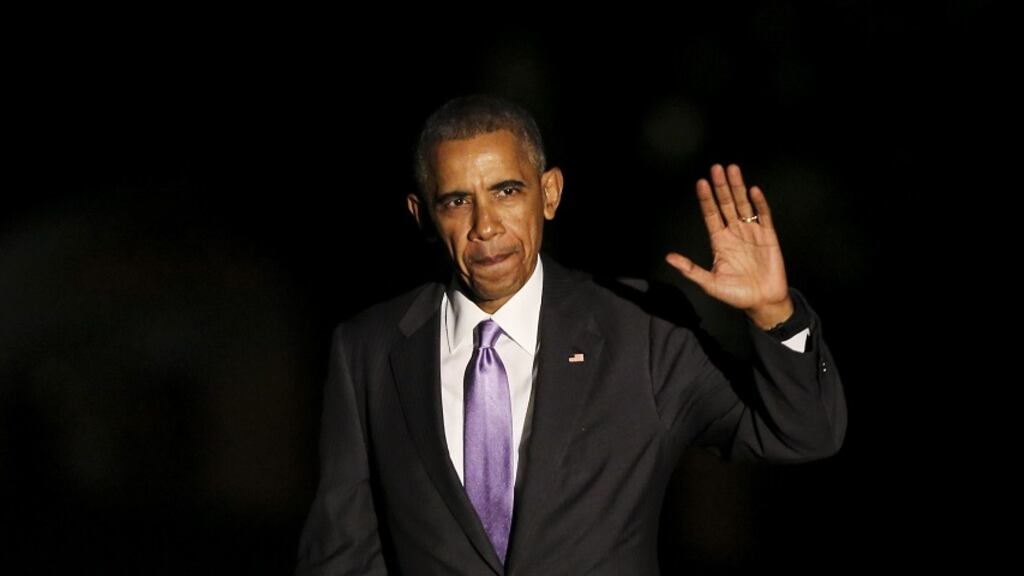 US president Barack Obama returns on the south lawn of the White House October 20th, 2016 in Washington, DC. Photograph: Aude Guerrucci-Pool/Getty Images