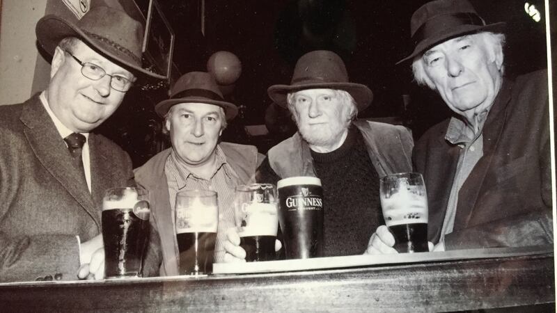 Publican Tommy Heraghty, actor and playwright Donal O’Kelly, Dermot Healy and Seamus Heaney