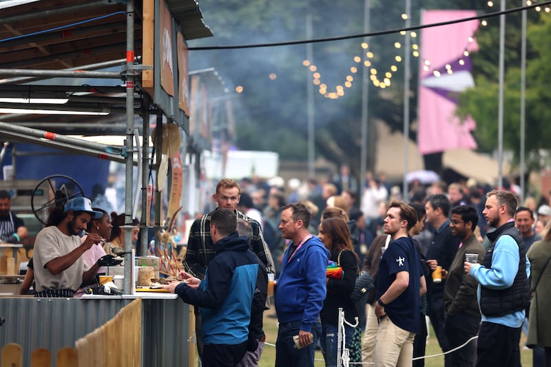 Festivalgoers at The Big Grill in Herbert Park. Photograph: Dara Mac Dónaill