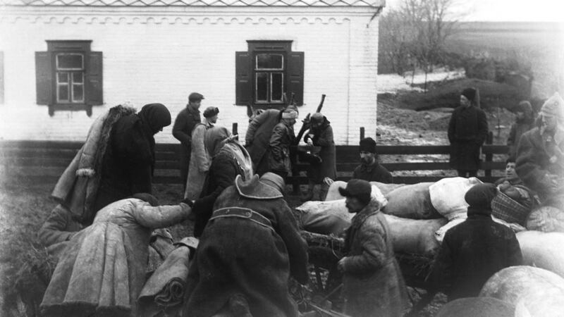Dispossession and persecution of a ‘kulak’ family in Udachne village, Donetsk Oblast during the Holodomor famine. Photograph: Pictures From History/Universal Images Group via Getty Images
