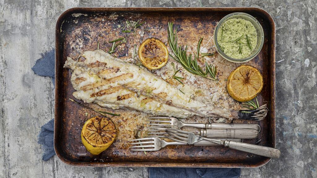 Whole monkfish, rosemary salt and charred lemon