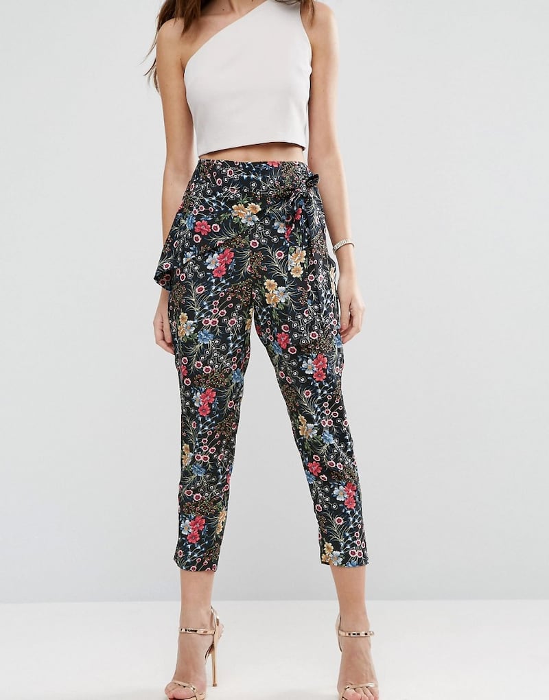 Black Floral Tie Waist Trousers, €37.33 from Asos