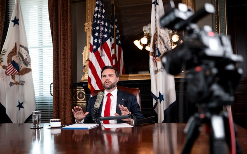 US vice-president JD Vance hosts an episode of The Charlie Kirk Show podcast at the White House on September 15th. Photograph: Doug Mills-Pool/Getty Images