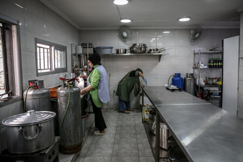 Kindergarten teachers with the Refugee Dreams Association now spend their days cooking meals for Lebanon's displaced. Photograph: Sally Hayden