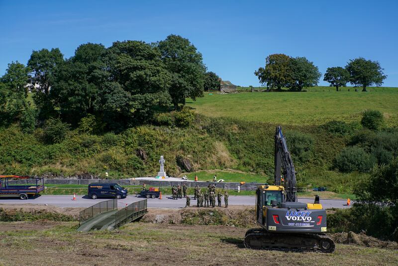Works to prepare the Béal na Bláth site ahead of Sunday's ceremony to mark the centenary of Michael Collins's death. Photograph: Enda O'Dowd
