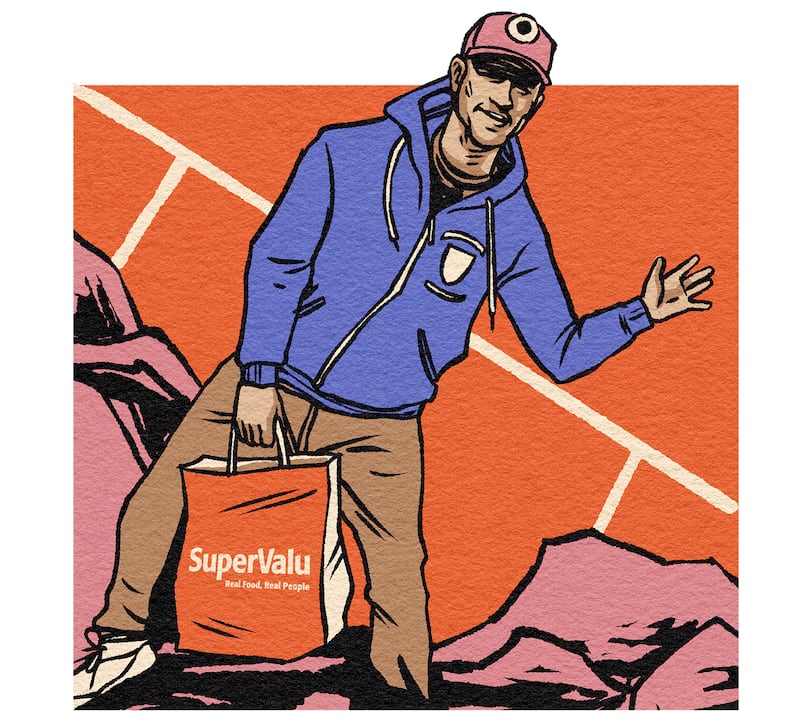 Matt Damon with his Supervalu bag? Wise, handsome, a bit of craic, in tune with the people of Ireland. Illustration: Lauren O’Neill