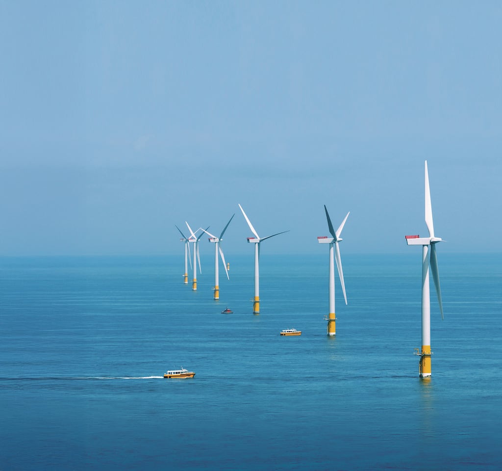 Greater Gabbard, a joint venture between SSE Renewables and RWE Renewables, is a 504 MW wind farm off the Suffolk coast, generating enough electricity each year to power the equivalent of over 400,000 homes. Photograph: Alan O'Neill
