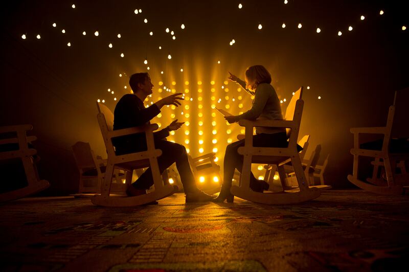 Pan Pan Theatre makes its Abbey Theatre debut in 2016 with Samuel Beckett's All That Fall, lighting by Aedin Cosgrove, right and directed by Gavin Quinn left. Photograph: Brenda Fitzsimons