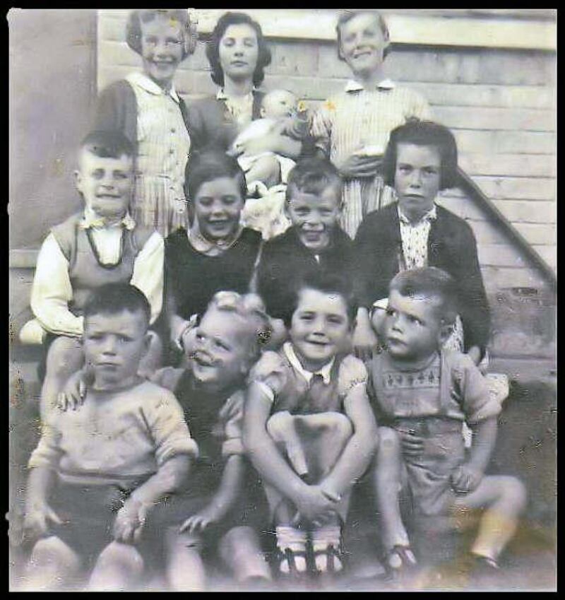 The Duddy family; Jackie is in the front row, on the right