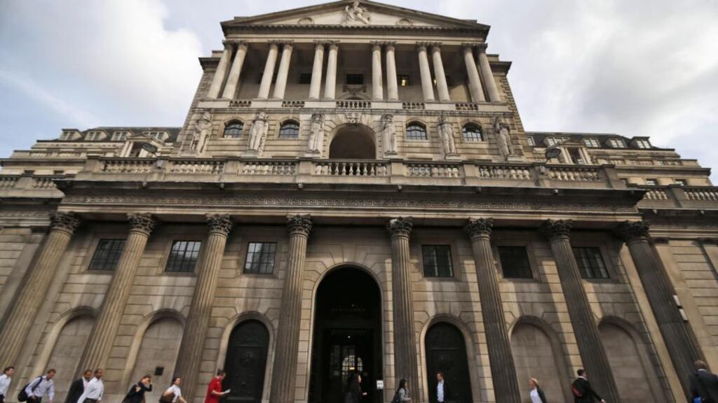 The Bank of England in London’s City financial district. There have been indications from B of E that it has no plans to raise interest rates in the near future. Photograph: Lefteris Pitarakis/AP