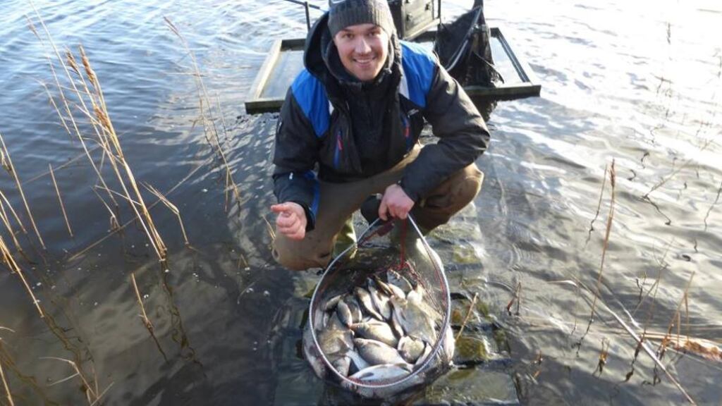Cavan catchment: Robertas Zilaitis, a member of the newly formed Lithuanian club Go and Catch, is happy with his a fine bag of roach and hybrids from lakes around Bailieboro