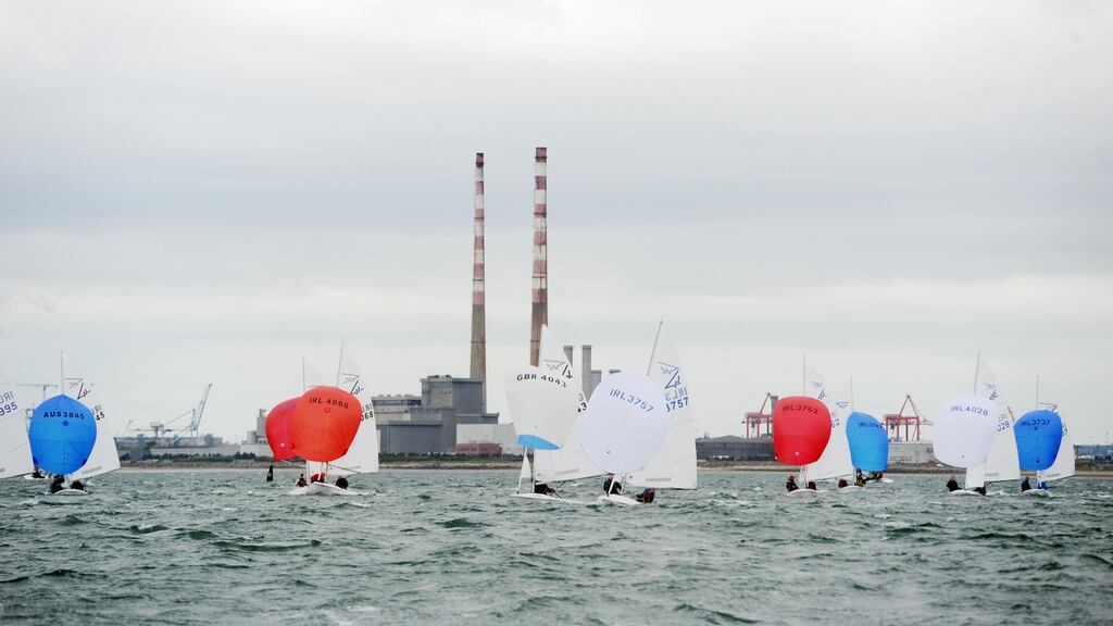 Sailing yachts with their spinnakers up during the Volvo Dun Laoghaire regatta. Photograph: Aidan Crawley/The Irish Times