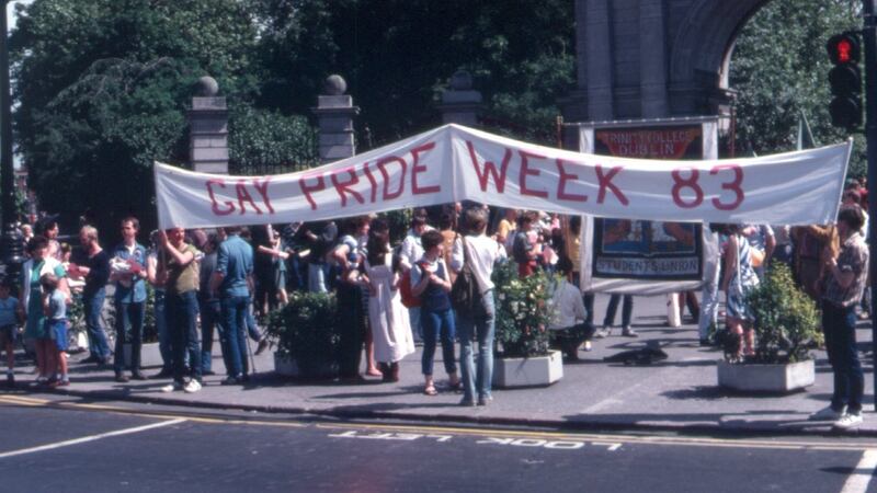 The first official Pride march in Dublin met at St Stephen's Green and marched to the GPO on June 25th, 1983. Photograph: Irish Queer Archive
