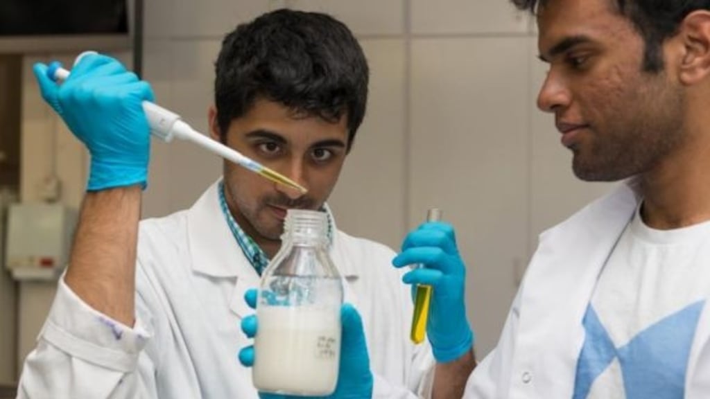 Ryan Pandya and Perumal Gandhi of Perfect Day, a company that is developing  synthetic milk