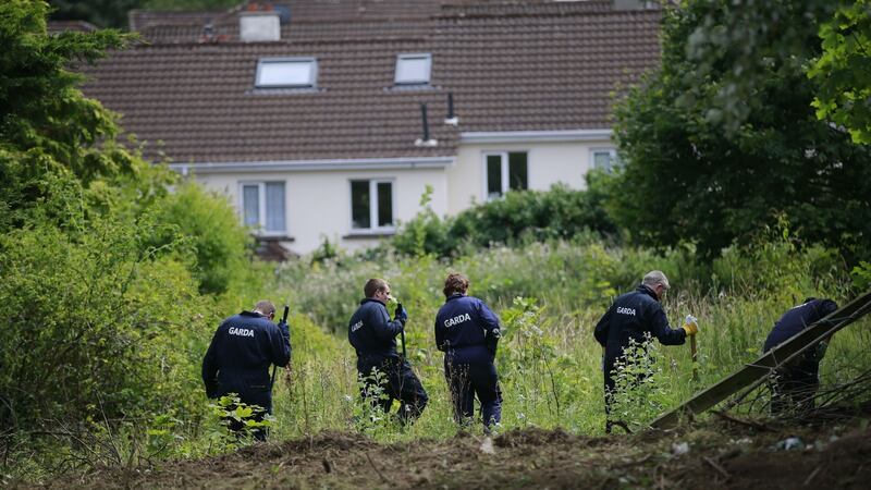 Gardaí searching a site in Chapelizod in connection with Trevor Deely’s disappearance. Photograph: Nick Bradshaw