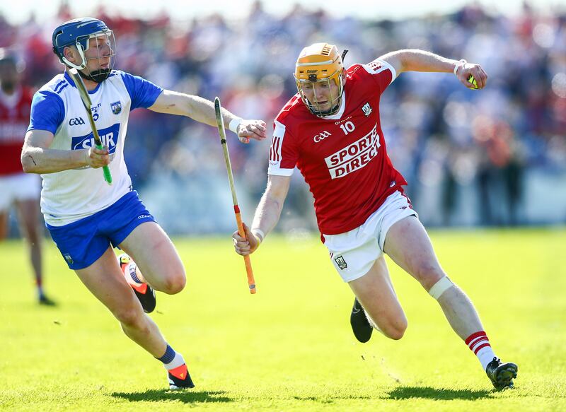Cork’s Shane Barrett and Waterford’s Kieran Bennett in action at Walsh Park. Photograph: Ken Sutton/Inpho