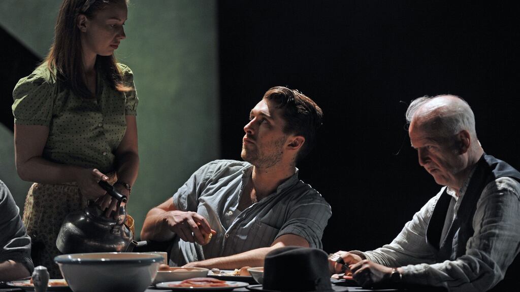 Tressa (Seana Kerslake) with Matt (Ryan Donaldson) and Scober MacAdam (Sean McGinley) in King of the Castle. Photograph: Robbie Jack