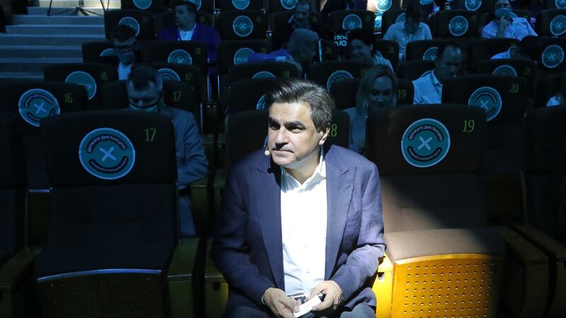 New People party founder Alexei Nechayev at last August’s congress. Photograph: Sergei Karpukhin\TASS via Getty Images