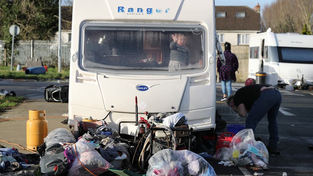 Traveller families in Clondalkin who have been living on an unauthorised site in Balgaddy have been ordered to leave. Photograph: Nick Bradshaw / The Irish Times