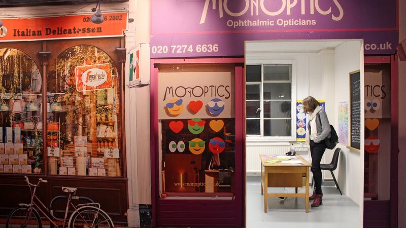 Replica shopfronts at the ‘Room to Breathe’ exhibition. Photograph: Poppy Williams